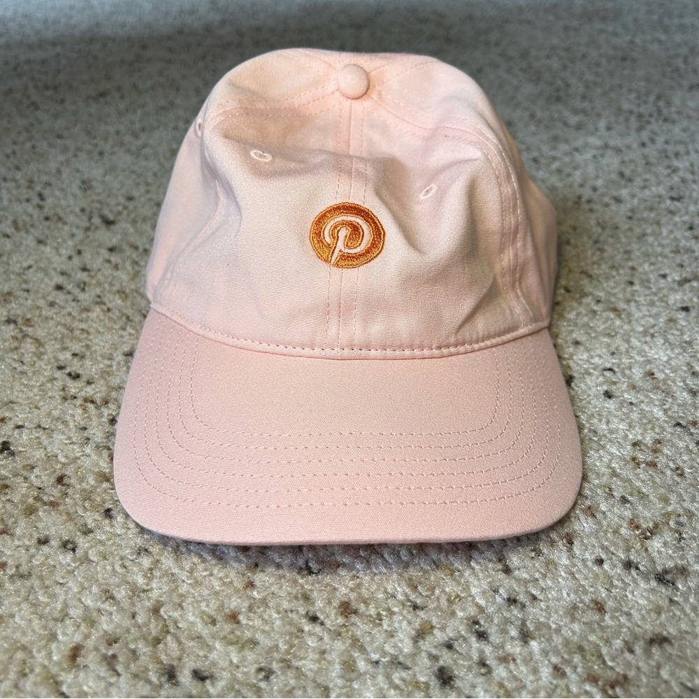 As Colour Pinterest Peach & Orange Stitched Logo Adjustable Baseball Cap